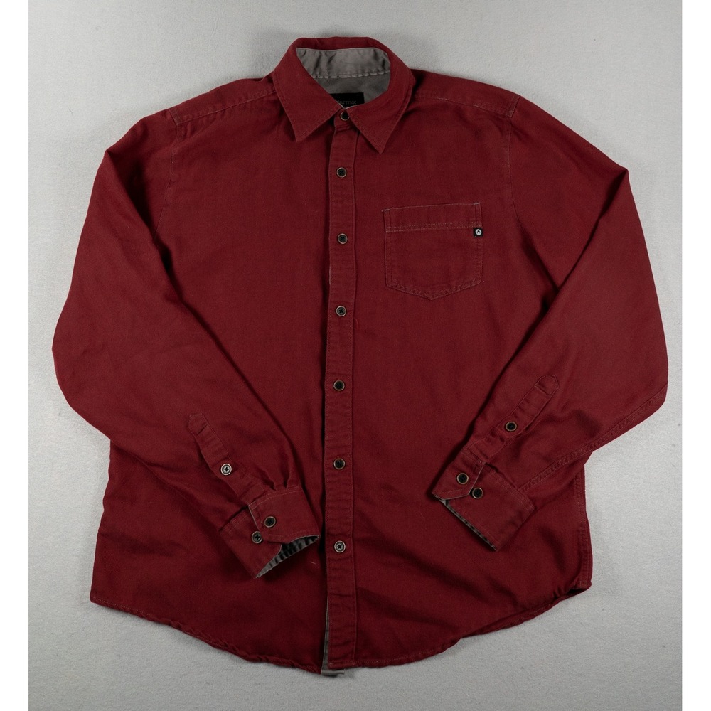 Marmot Mens Button Front Long Sleeve Cotton Blend Twill Shirt Burgundy Size M